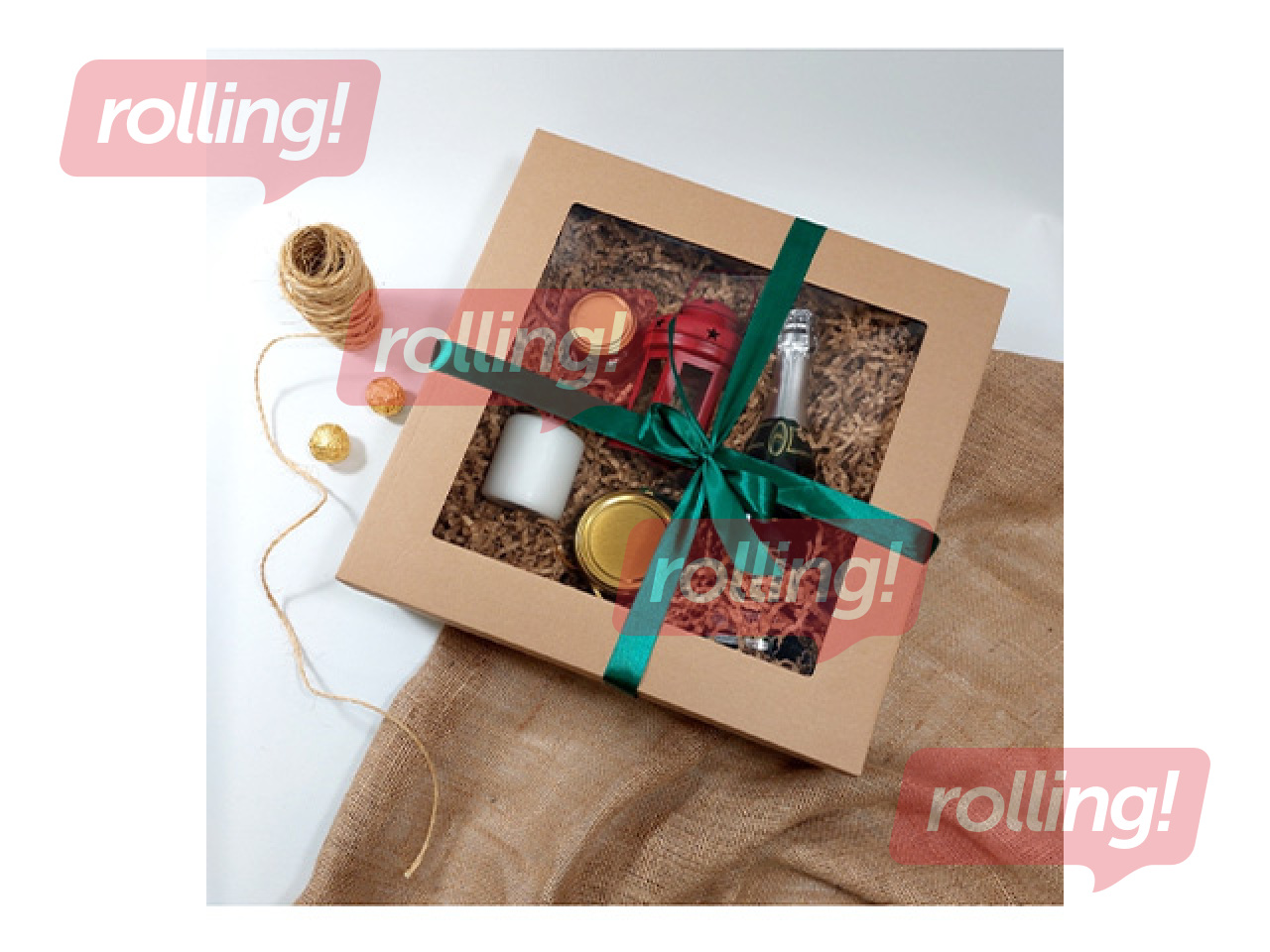 Упаковочная коробка с окном, коричневая, 370x370x120мм