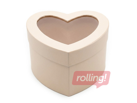 Südamekujuline kinkekarp, aknaga, õrnroosa, 130 x 120 x 850mm