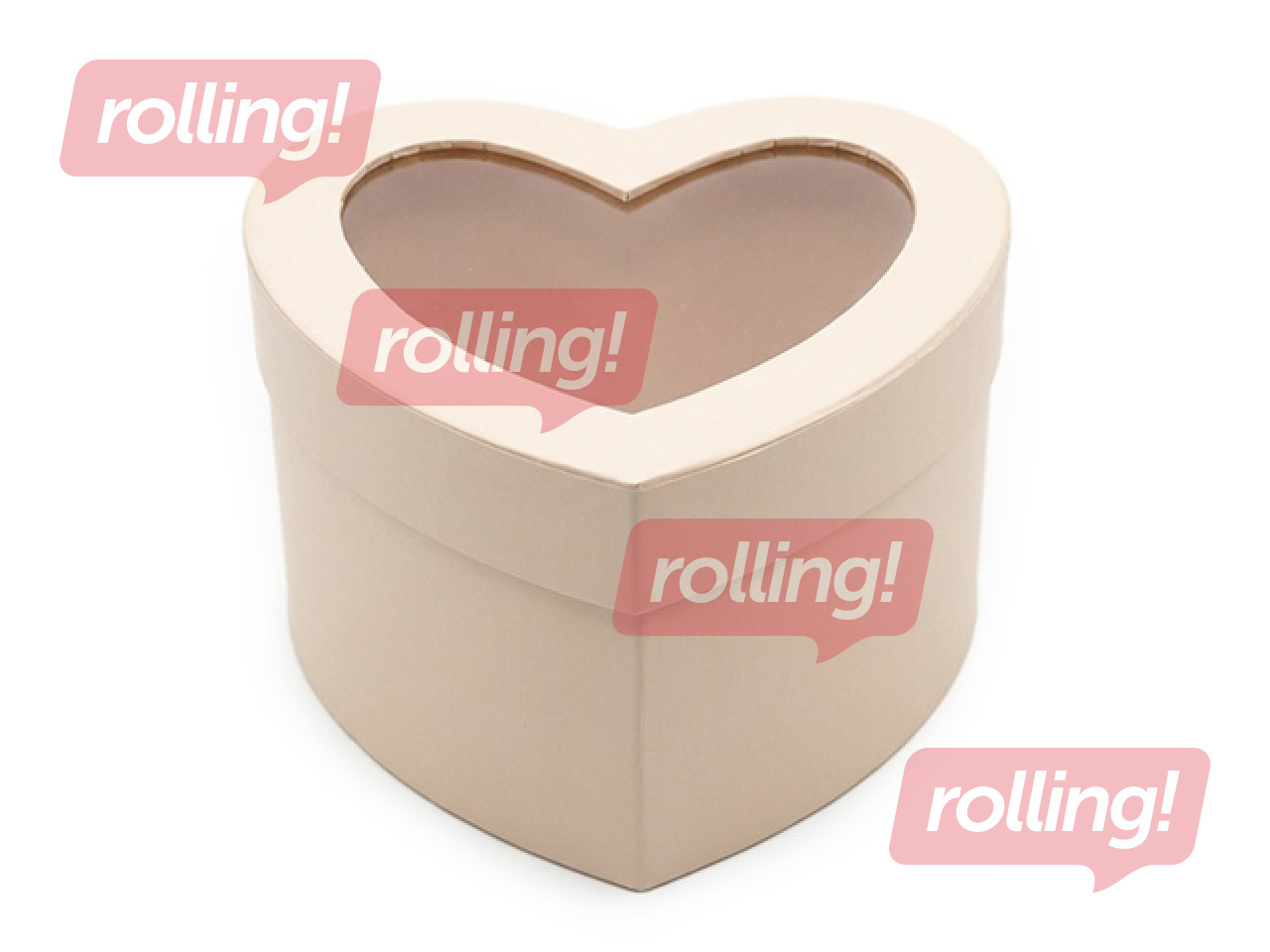 Südamekujuline kinkekarp, aknaga, õrnroosa, 130 x 120 x 850mm