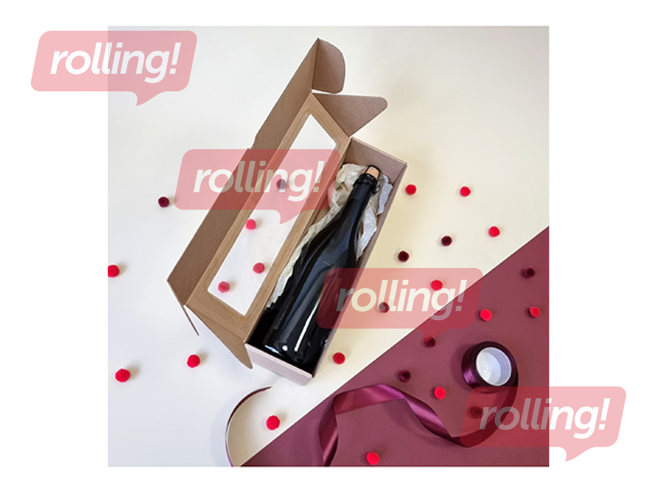 Packaging box with window, brown, 320x83x83mm