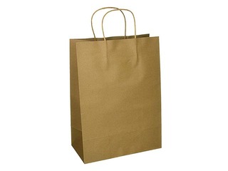 Paper gift bag TOPTWIST 240x110x310mm, brown craft paper