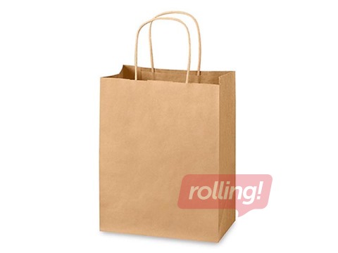 Paberist kinkekott TOPTWIST 190 x 80 x 210 mm, pruun paber