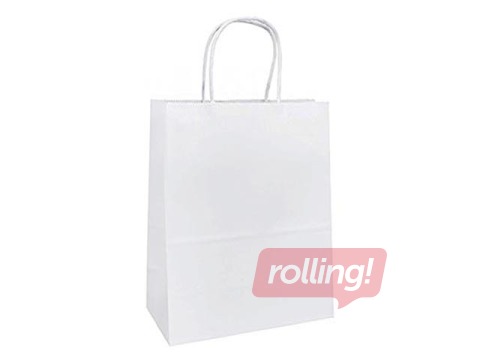 Прочный бумажный мешок TOPTWIST 540x150x490мм, белая крафт-бумага