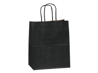 Paper gift bag TOPTWIST 320x140x420mm, black caft paper