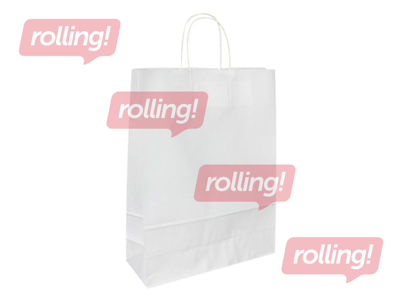 Подарочный бумажный пакет с витыми ручками 320x120x410мм, белый