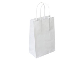 Paper gift bag with twisted handle, 140x80x210mm, white