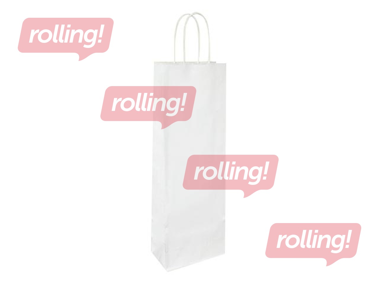 Punutud varrega paberkott pudelite jaoks 140x80x390mm, valge