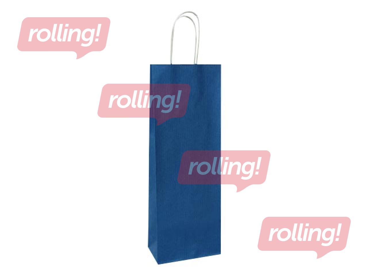 PROMO Punutud varrega paberkott pudelite jaoks, jõupaber 140x80x390mm, sinine