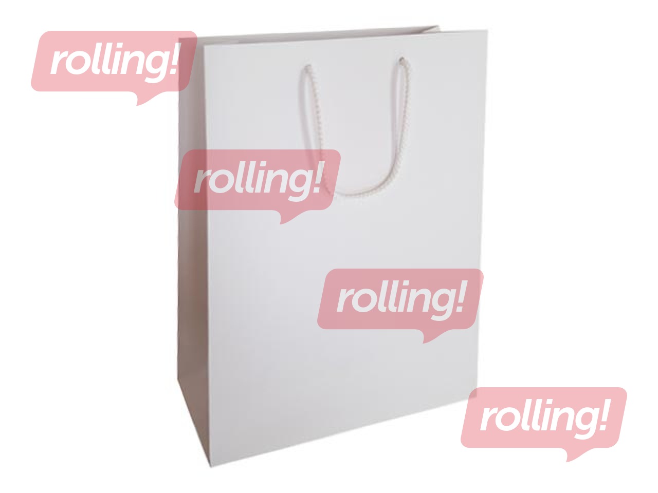 Бумажный пакет с тканевой ручкой, матовый белый, 230x100x330мм