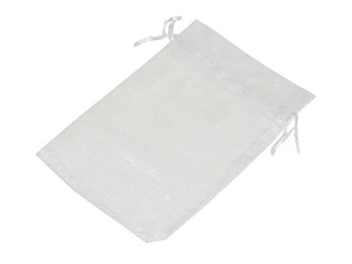Dāvanu maisiņi organzas, balti ar lentīti, 10 gab