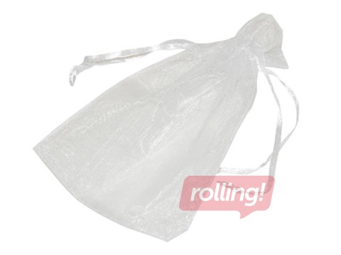 Valge organza kott paelaga, 10 tk