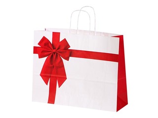 Paper gift bag Rosette, 40 x 12 x 31 cm, white