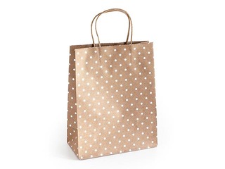 Paper bag with handles, 200x100x250mm, brown with silver dots, 5 pcs