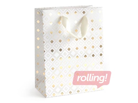 Sangadega paberkott, 150x80x200mm, valge kuldmotiiviga, 5 tk