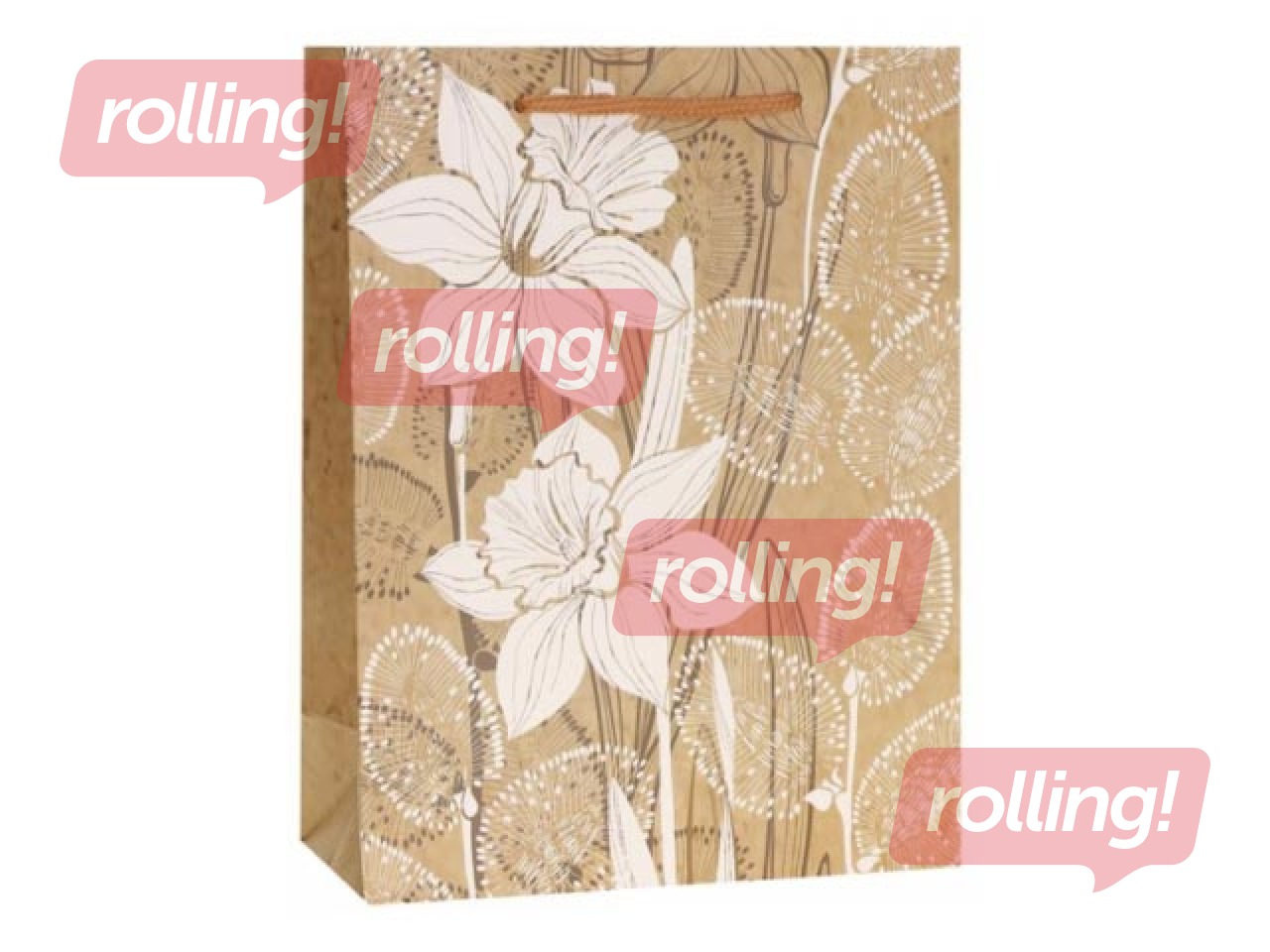 Бумажный пакет с ручками, 180х85х240мм, Flowers