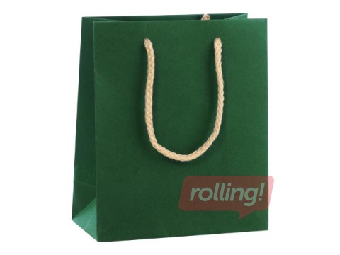 Бумажный пакет с ручками, 220x100x290 мм, темно-зеленый