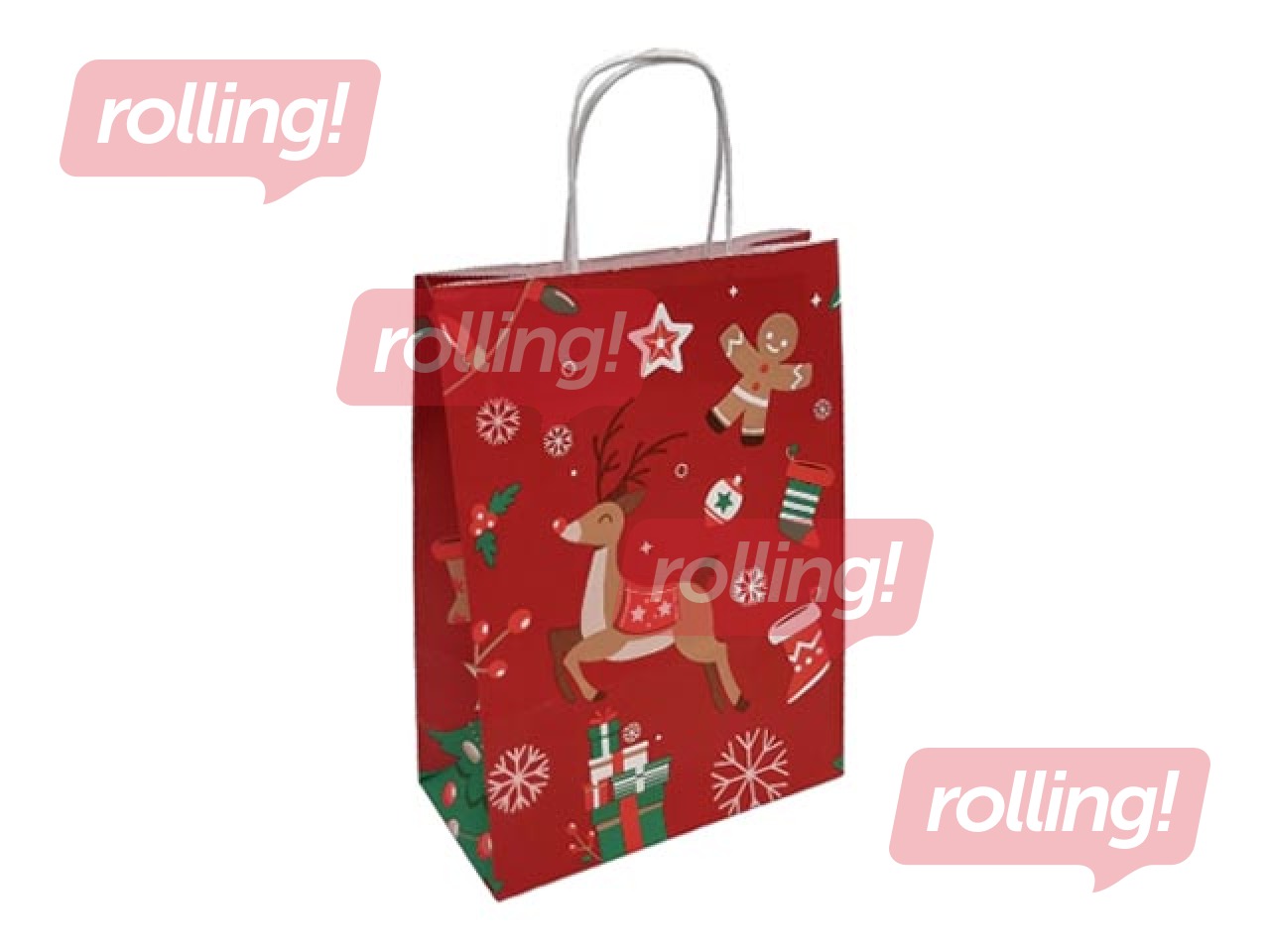 PROMO Sangadega jõulukingikott, jõupaber, punane, 220x100x310mm