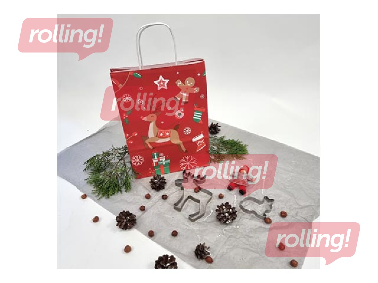 PROMO Sangadega jõulukingikott, jõupaber, punane, 220x100x310mm