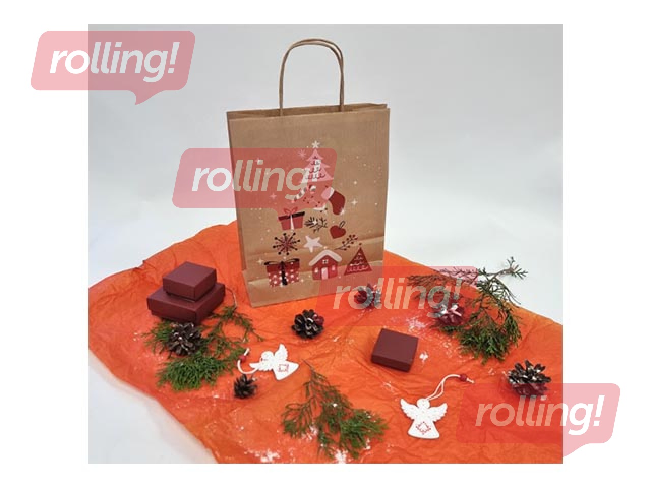 PROMO Jõulukott sangadega, jõupaber, pruun, 220x100x310mm