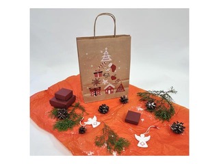 Ziemassvētku dāvanu maisiņš ar rokturiem, kraftpapīra, brūns, 220x100x310mm