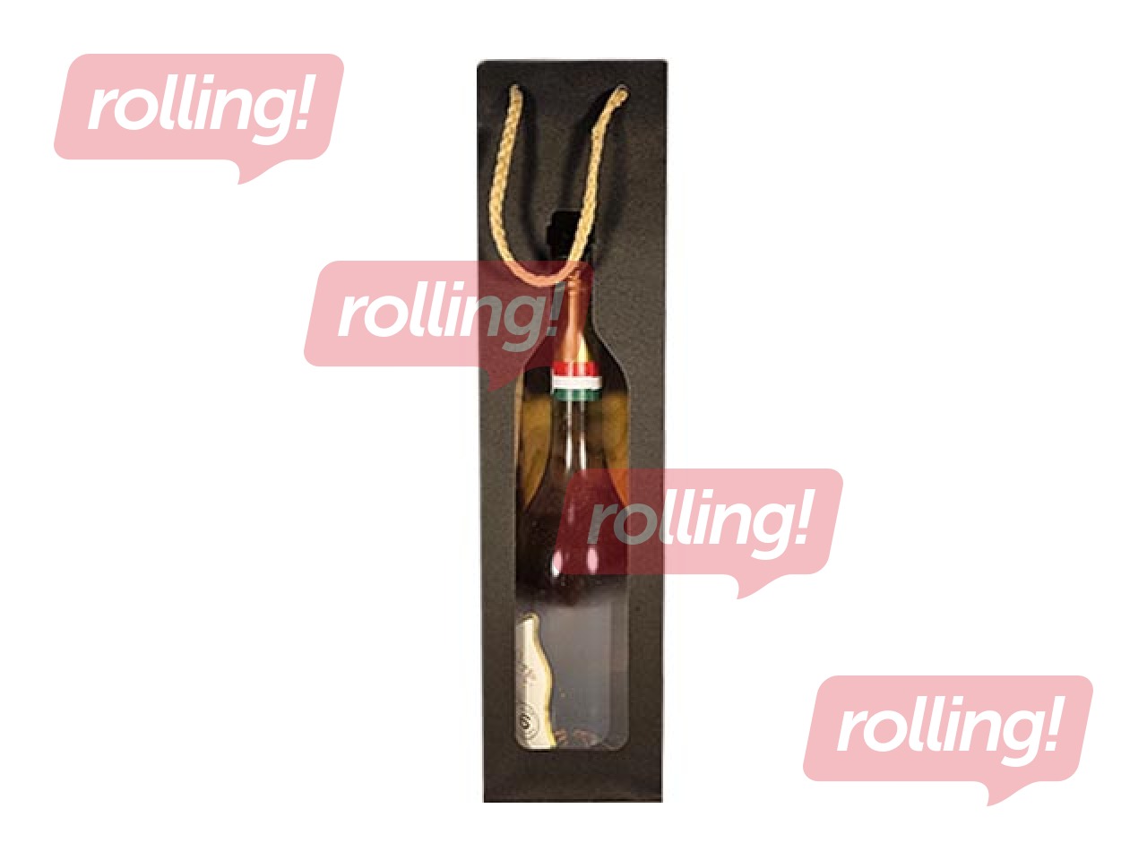 Papīra dāvanu maisiņš pudelēm ar logu, melns, 90x85x370mm