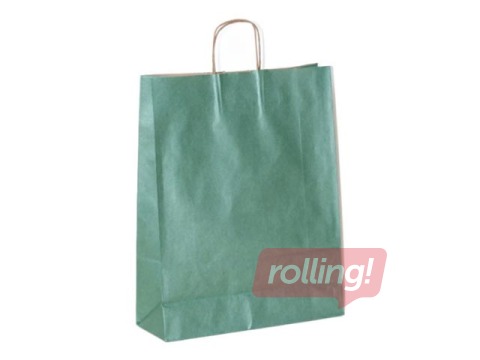 Бумажный пакет с ручками, зелёный с блеском, 220x100x310мм
