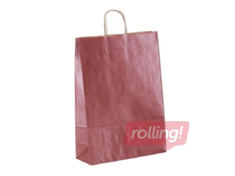 Paper bag with handles, red with shine, 180x80x220mm