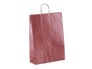 Paper bag with handles, red with shine, 180x80x220mm