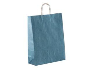 Paper bag with handles, blue with shine, 180x80x220mm