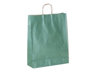 Paper bag with handles, green with shine, 180x80x220mm
