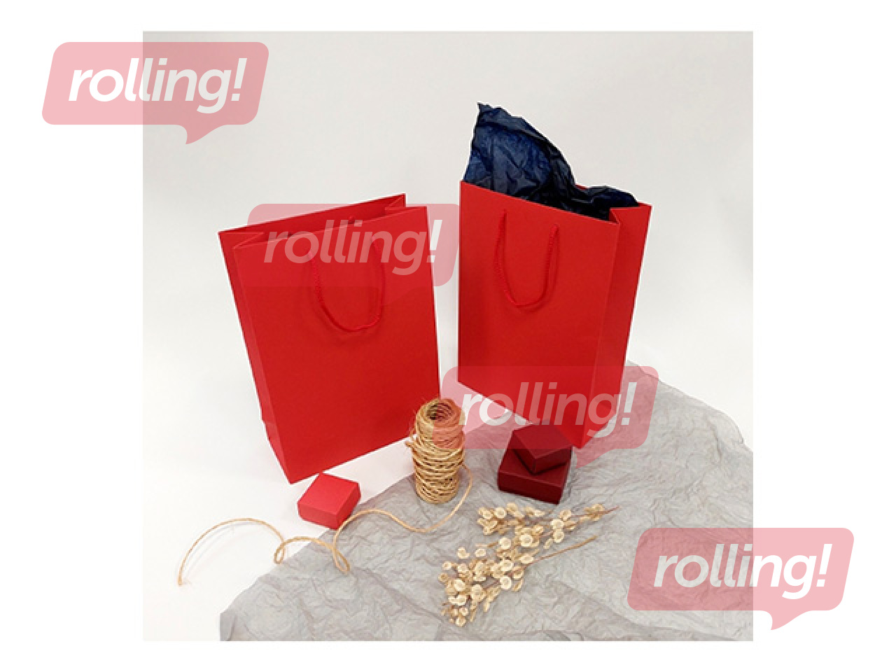 Бумажный пакет с ручками, красный, 230x100x330мм