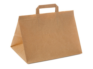 Papīra maisiņš ar rokturiem Take-Away, brūns, 320x220x240mm