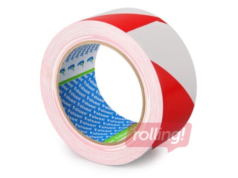 Warning tape Folsen, 50 mm x 33m, red white