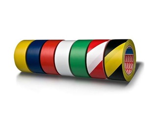 Tesaflex® põrandamarketi lint, 50 mm x 33 m, PVC, must ja kollane