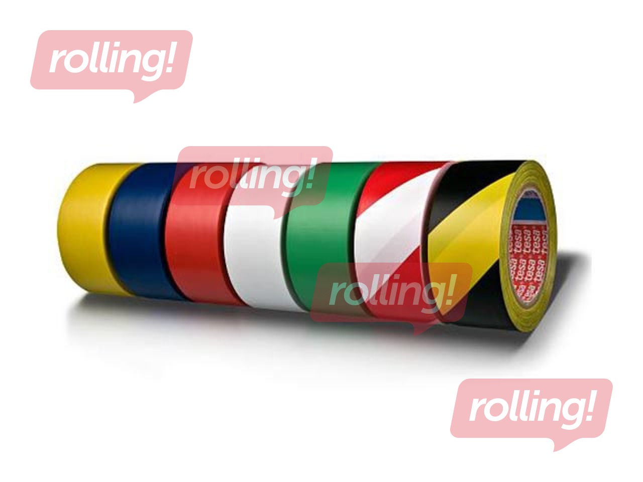 Tesaflex® põrandamarketi lint, 50 mm x 33 m, PVC, must ja kollane