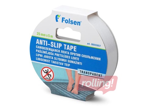 Grīdas marķēšanas līmlente Folsen, 25 mm x 5m, caurspīdīga