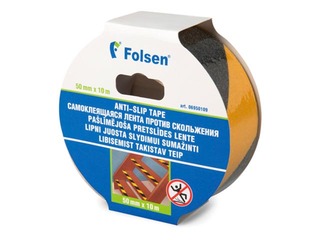 Floor marking tape Folsen, 50 mm x 10m, black -yellow
