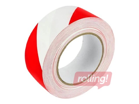 Hoiatusmärgistuse teip, punane-valge, 48mm x 50m