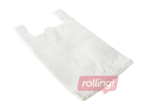 Bags with handles, white, 30+18x55cm, 25 mic, 100 pcs.