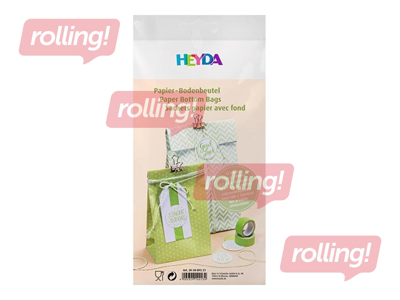 Бумажные пакеты с плоским дном, 2 мотива, 12 шт.