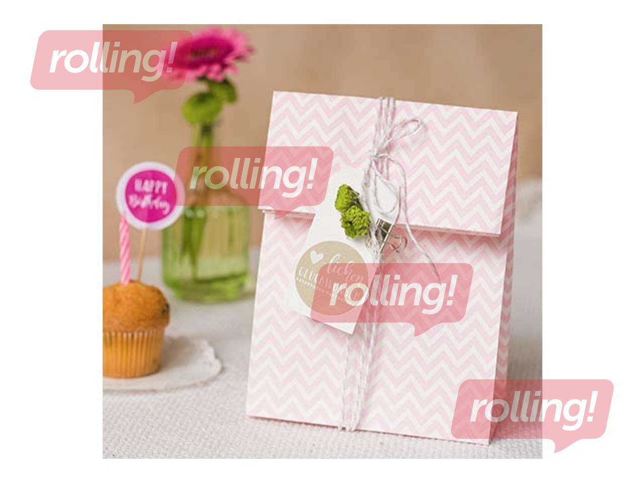 Maisiņi papīra,12 gab, 2 veida rozā krāsas motīvi