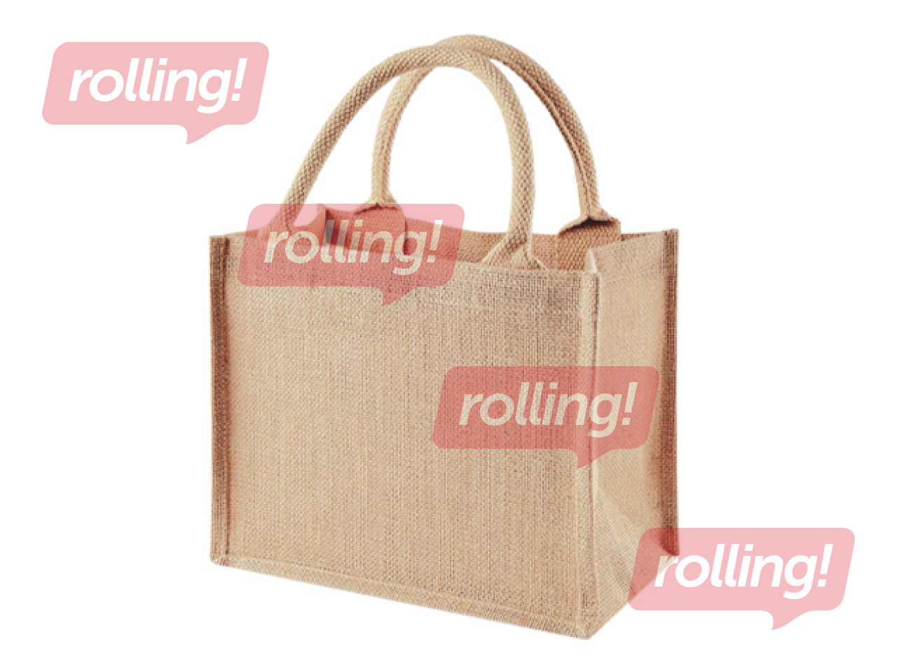 Bag with handles, jute fabric, brown, 260x140x220mm