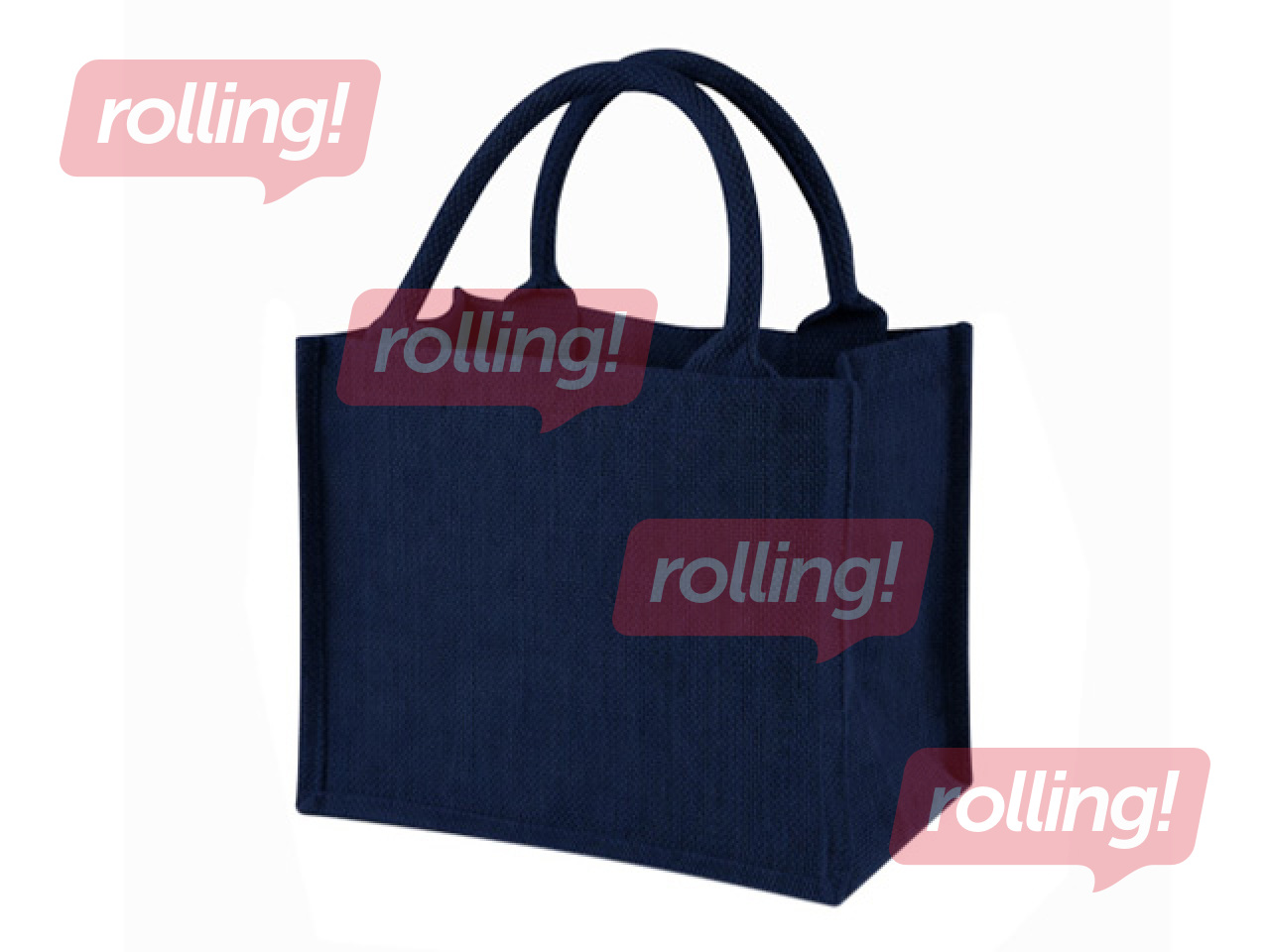 Bag with handles, jute fabric, dark blue, 260x140x220mm
