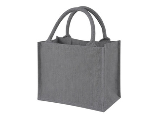 Bag with handles, jute fabric, grey, 260x140x220mm