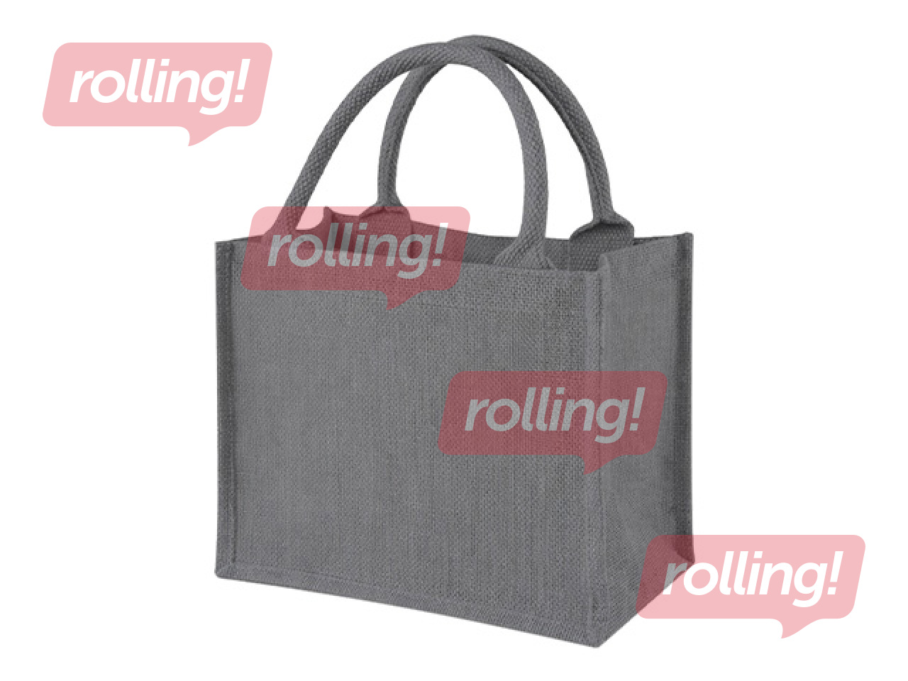 Bag with handles, jute fabric, grey, 260x140x220mm