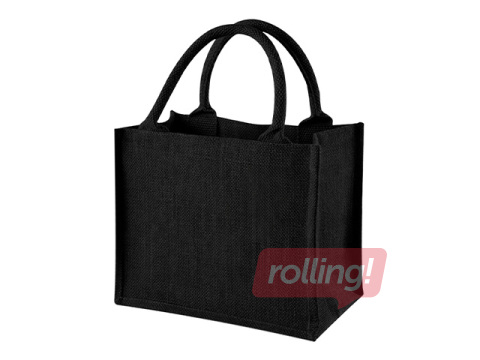 Bag with handles, jute fabric, black, 260x140x220mm
