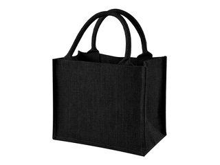 Bag with handles, jute fabric, black, 260x140x220mm
