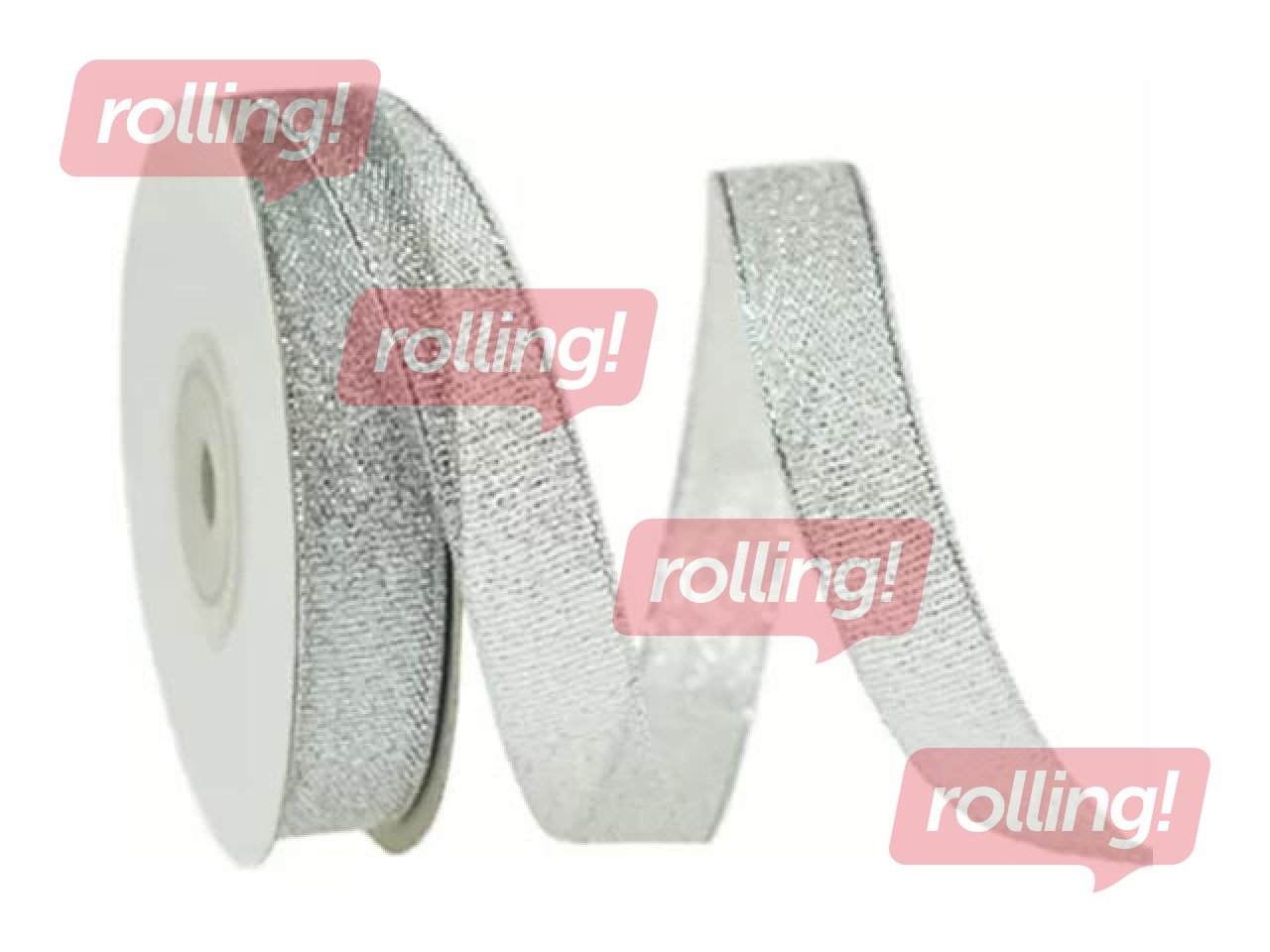 Лента декоративная 12 мм/ 18 м, парча, cеребряный