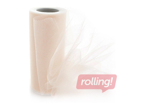 Gift wrapping tulle in rolls, cream-colored, 15cm x 9m