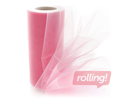 Kingituste pakkimiseks mõeldud tüll rullides, roosa, 15cm x 9m